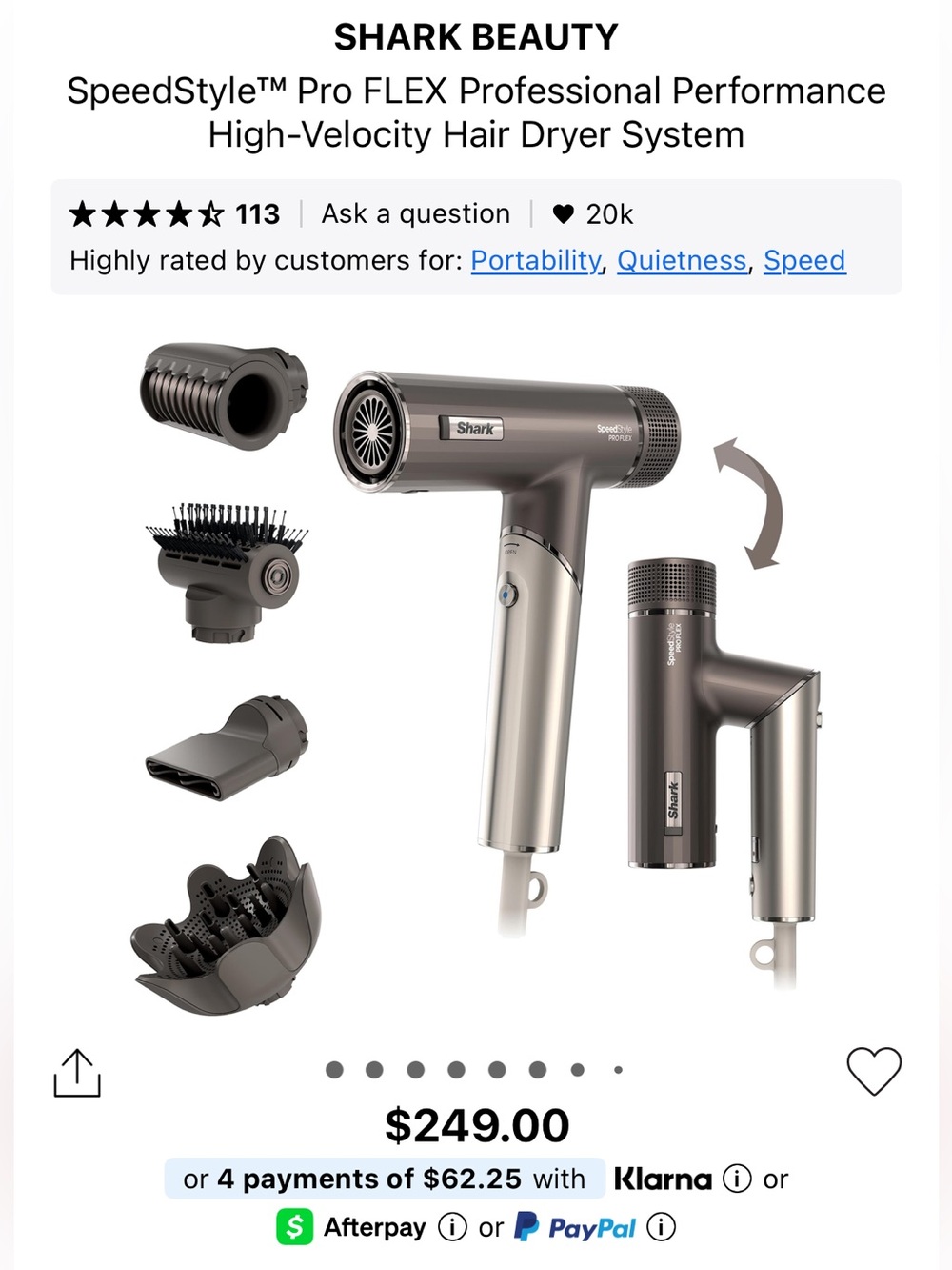 Shark SpeedStyle PRO FLEX Women's Hair Dryer - Champagne